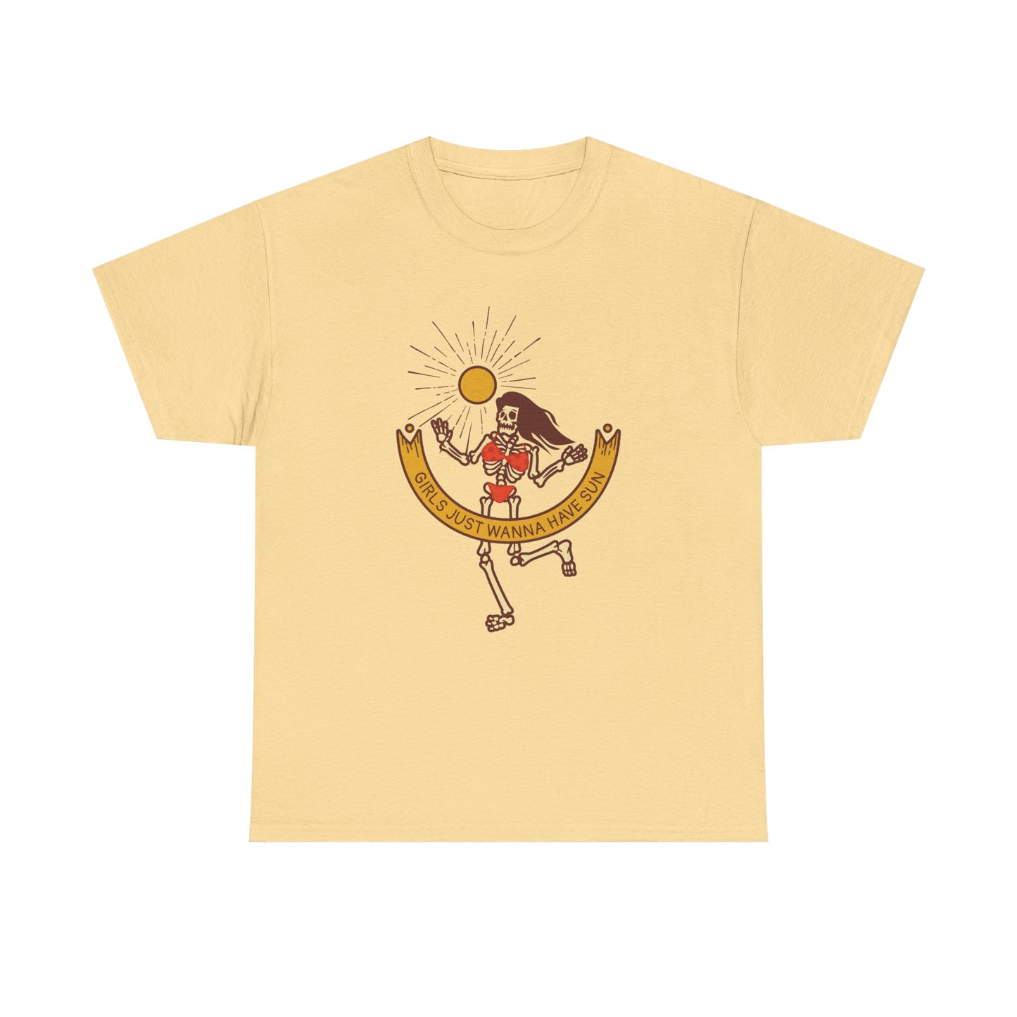 Fun Skeleton Moon Unisex Heavy Cotton Tee - Just Wanna Have Sun - Casual Summer Wear