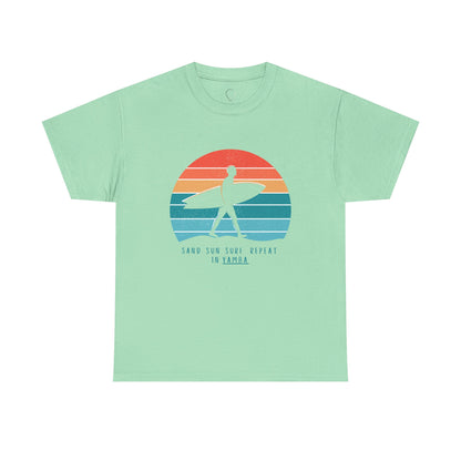 Beach Vibes Unisex Heavy Cotton Tee - 'Sand Sun Surf Repeat' Design