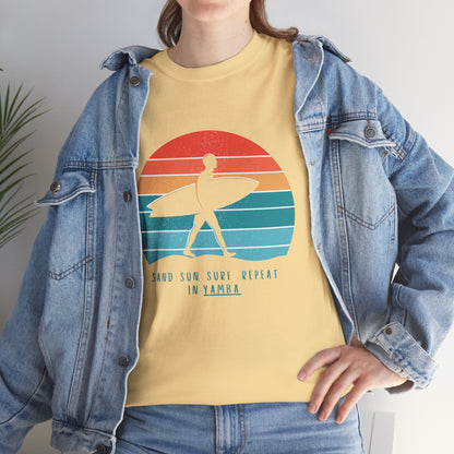 Beach Vibes Unisex Heavy Cotton Tee - 'Sand Sun Surf Repeat' Design