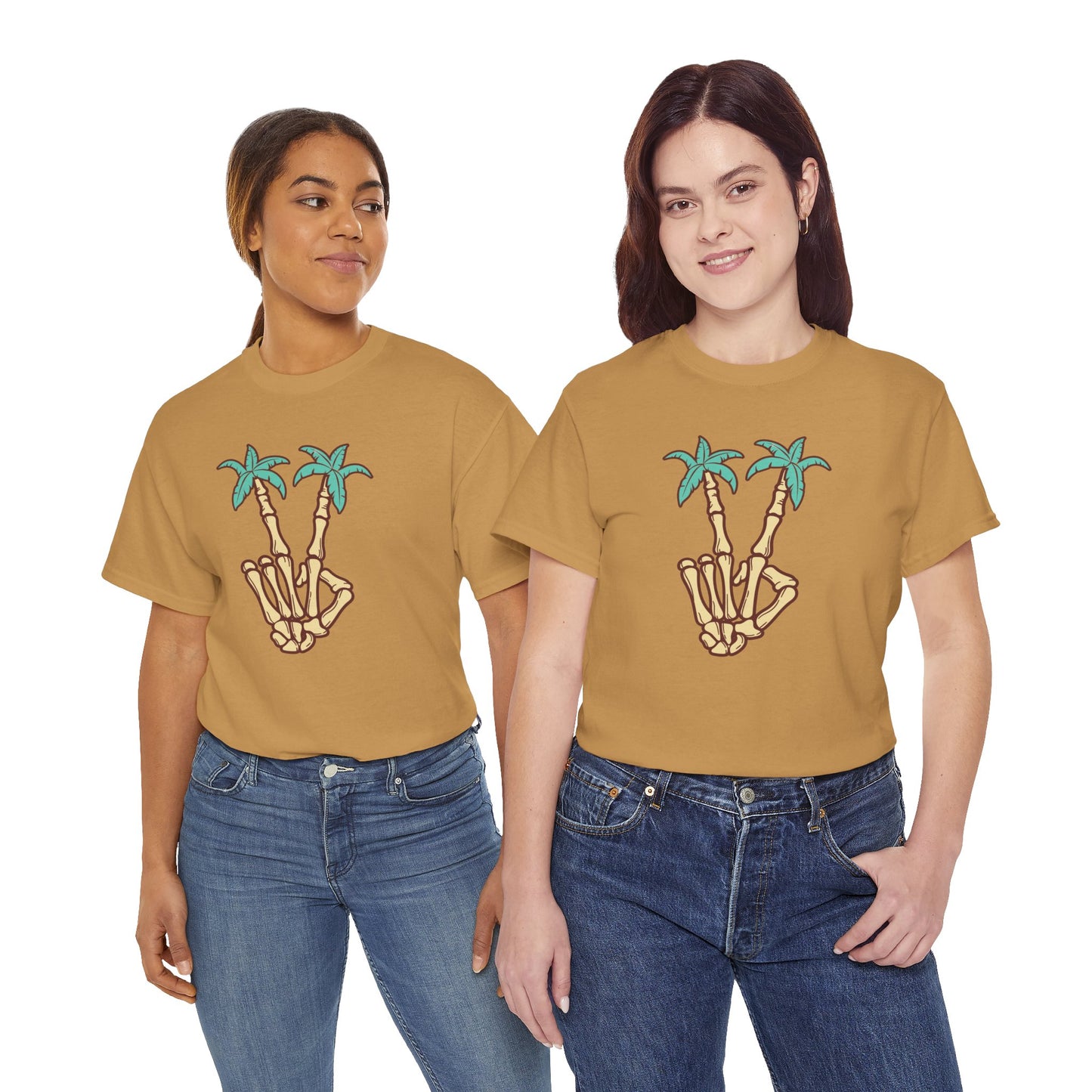 Peaceful Vibes Unisex Heavy Cotton Tee with Palm Trees Design