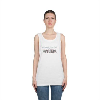 Unisex Heavy Cotton Tank Top - "High Tides, Good Vibes in Yauba"