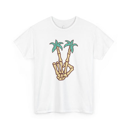 Peaceful Vibes Unisex Heavy Cotton Tee with Palm Trees Design