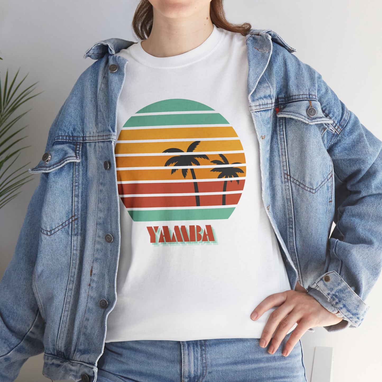 Vintage Palm Tree Unisex Heavy Cotton Tee - Retro Tropical Vibe