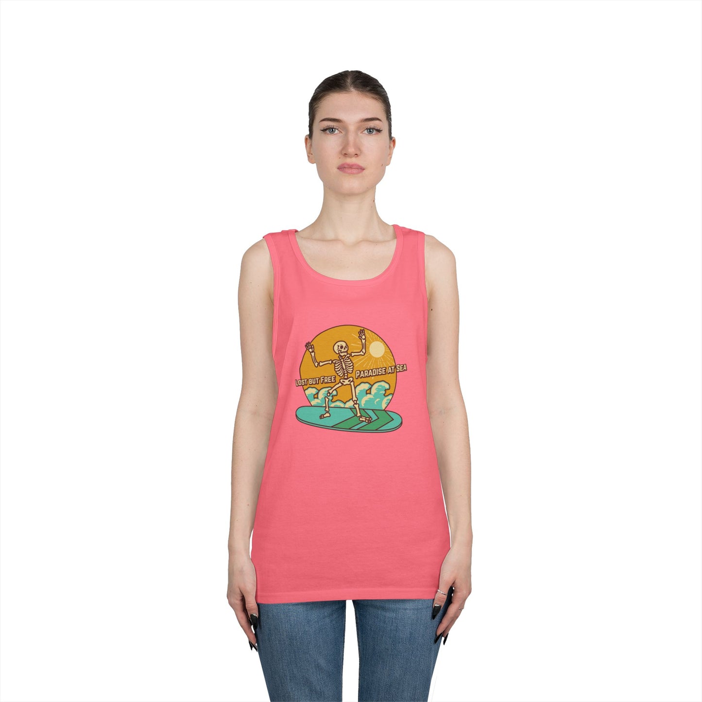 Last But Free Skeleton Paradise Heavy Cotton Tank Top - Unisex Summer Wear