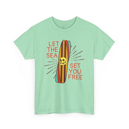 Let the Sea Set You Free Tee - Unisex Heavy Cotton T-Shirt for Beach Lovers