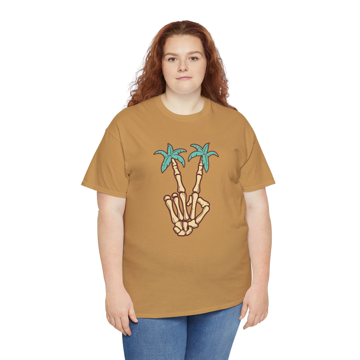 Peaceful Vibes Unisex Heavy Cotton Tee with Palm Trees Design