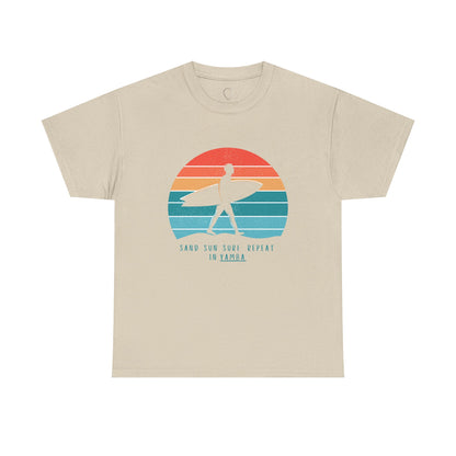 Beach Vibes Unisex Heavy Cotton Tee - 'Sand Sun Surf Repeat' Design