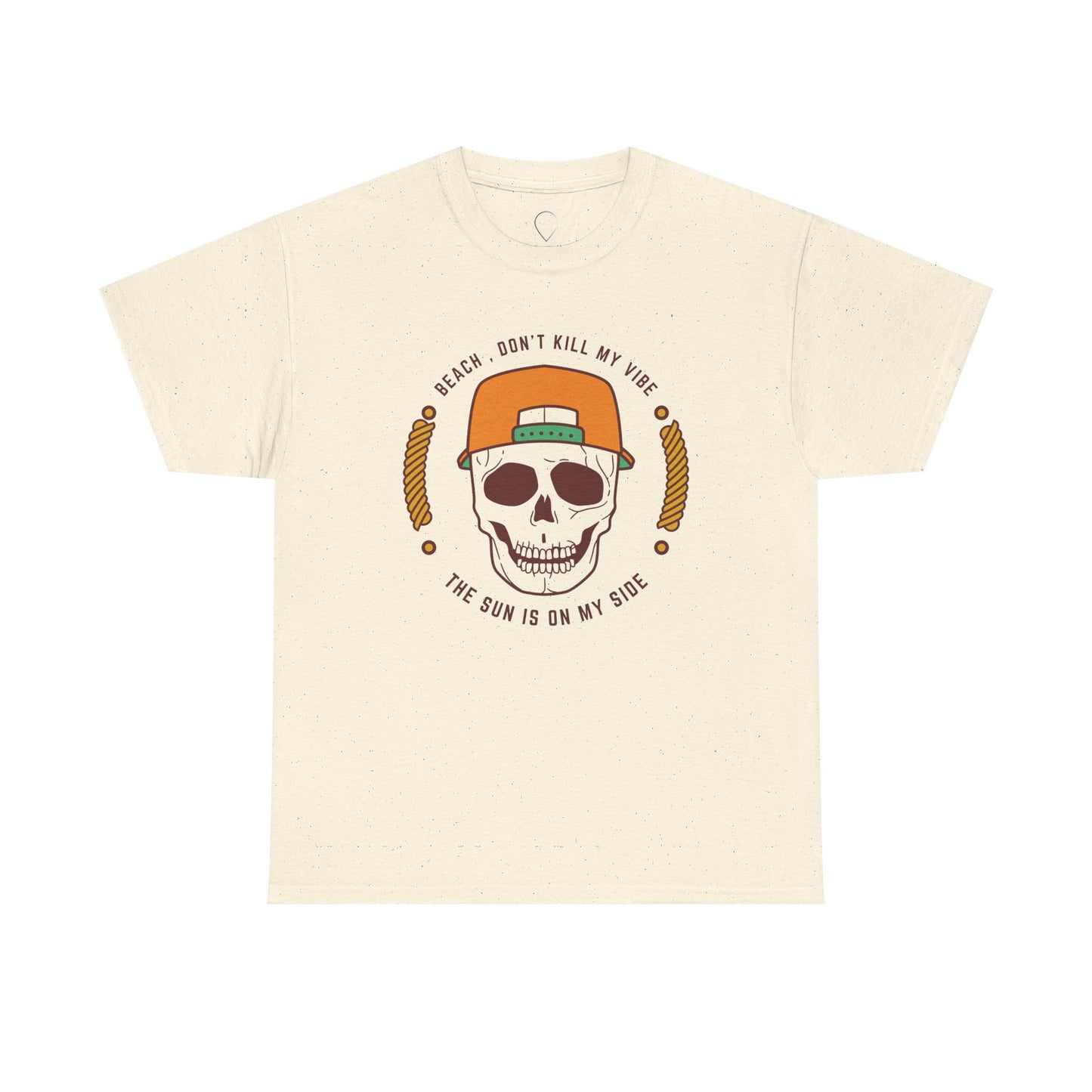 Beach Vibe Unisex Heavy Cotton Tee - "Don't Kill My Vibe" Skull Design