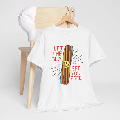 Let the Sea Set You Free Tee - Unisex Heavy Cotton T-Shirt for Beach Lovers