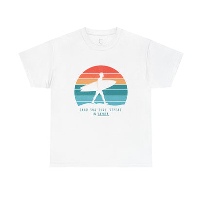 Beach Vibes Unisex Heavy Cotton Tee - 'Sand Sun Surf Repeat' Design