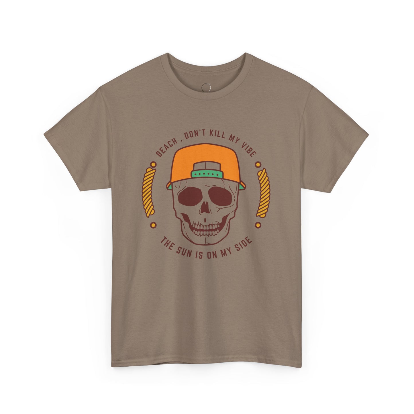 Beach Vibe Unisex Heavy Cotton Tee - "Don't Kill My Vibe" Skull Design