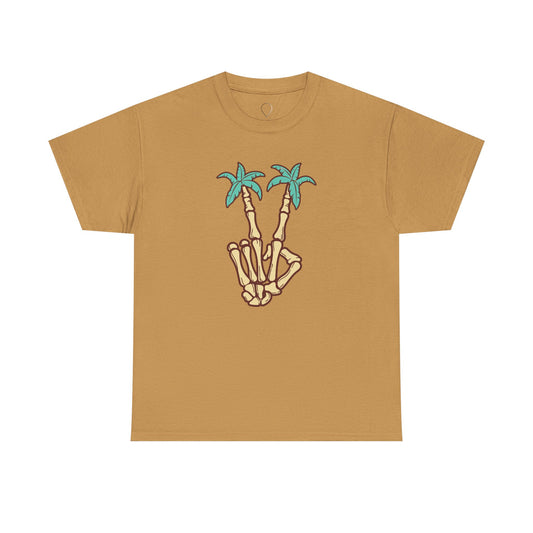 Peaceful Vibes Unisex Heavy Cotton Tee with Palm Trees Design