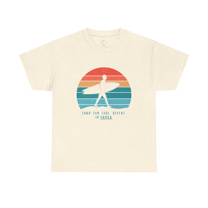 Beach Vibes Unisex Heavy Cotton Tee - 'Sand Sun Surf Repeat' Design