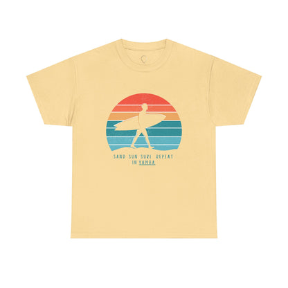 Beach Vibes Unisex Heavy Cotton Tee - 'Sand Sun Surf Repeat' Design