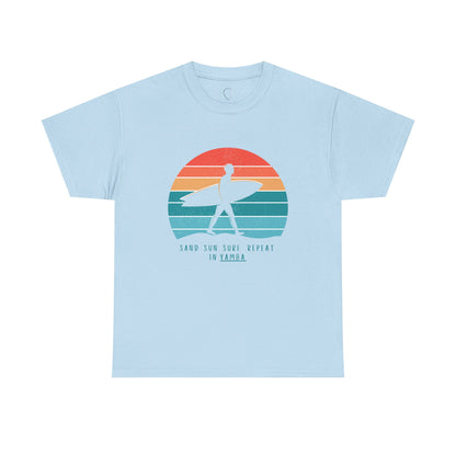 Beach Vibes Unisex Heavy Cotton Tee - 'Sand Sun Surf Repeat' Design