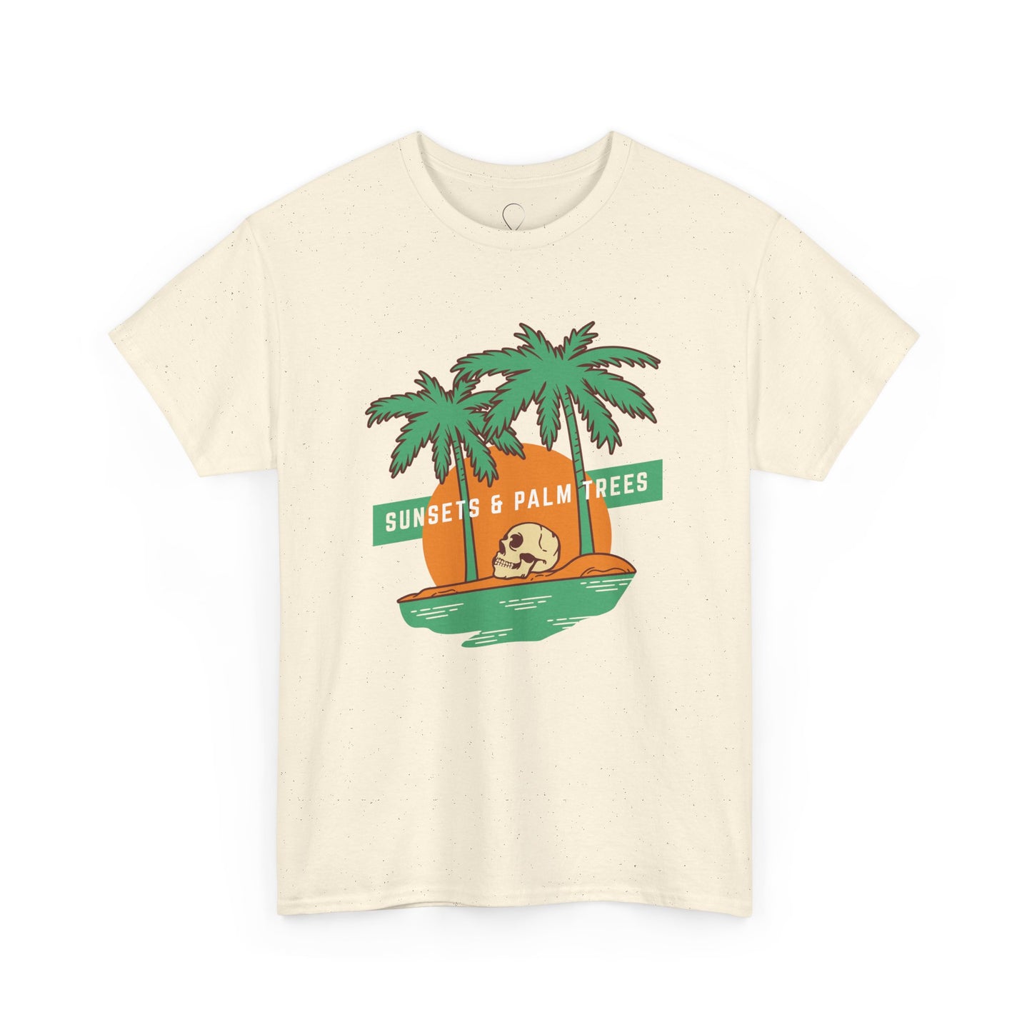 Sunsets & Palm Trees Unisex Heavy Cotton Tee - Beach Vibes Summer Shirt