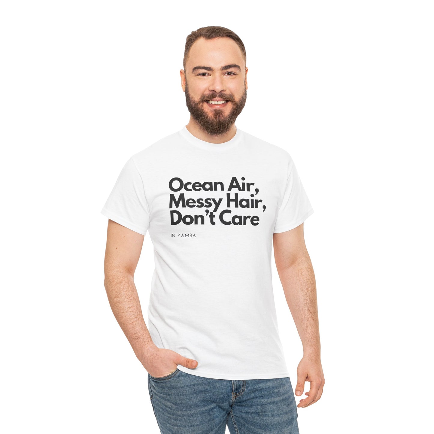 Ocean Air Messy Hair Unisex Heavy Cotton Tee