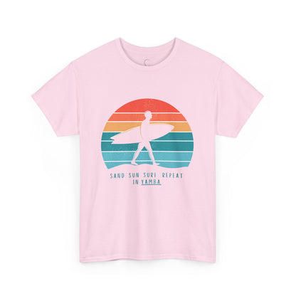 Beach Vibes Unisex Heavy Cotton Tee - 'Sand Sun Surf Repeat' Design