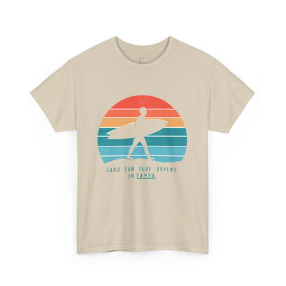 Beach Vibes Unisex Heavy Cotton Tee - 'Sand Sun Surf Repeat' Design