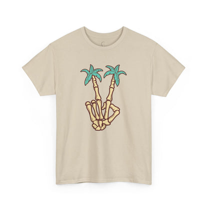 Peaceful Vibes Unisex Heavy Cotton Tee with Palm Trees Design