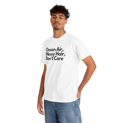 Ocean Air Messy Hair Unisex Heavy Cotton Tee