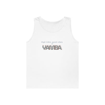 Unisex Heavy Cotton Tank Top - "High Tides, Good Vibes in Yauba"