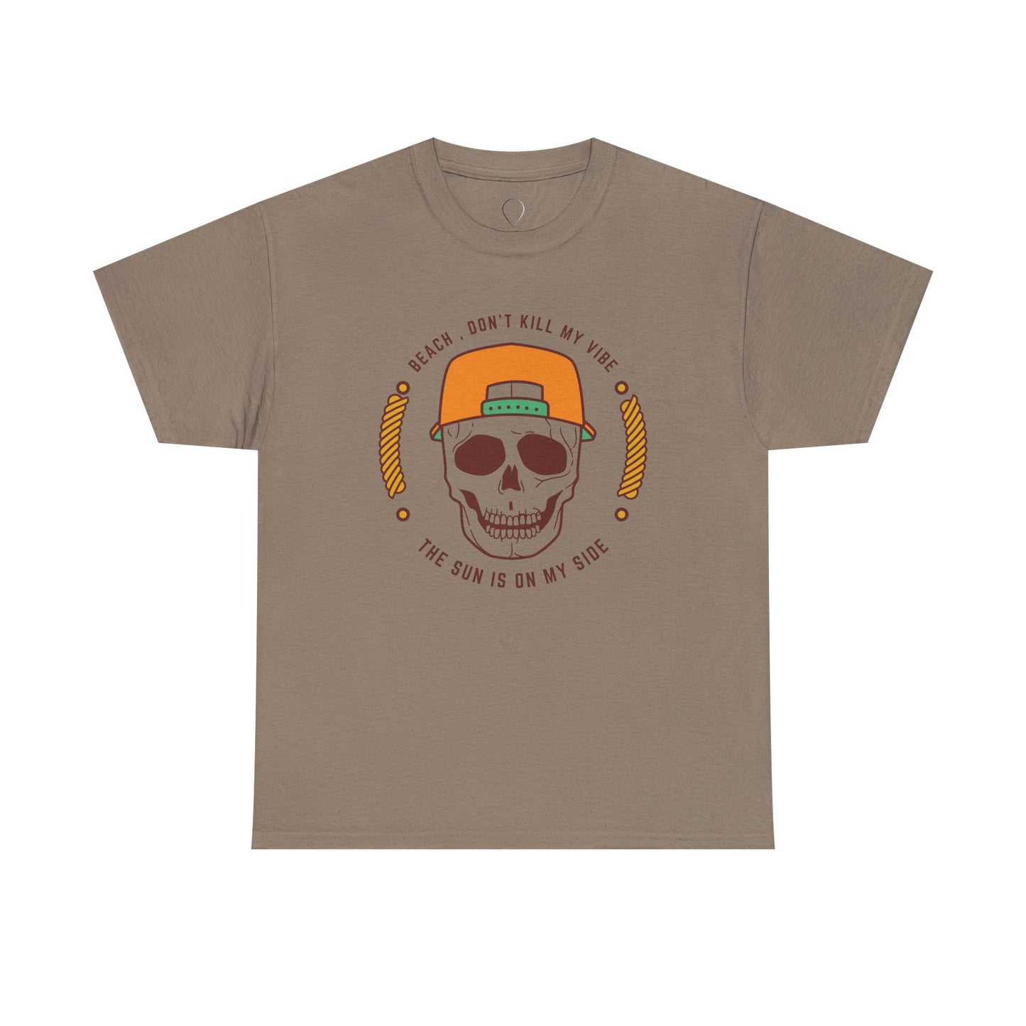 Beach Vibe Unisex Heavy Cotton Tee - "Don't Kill My Vibe" Skull Design