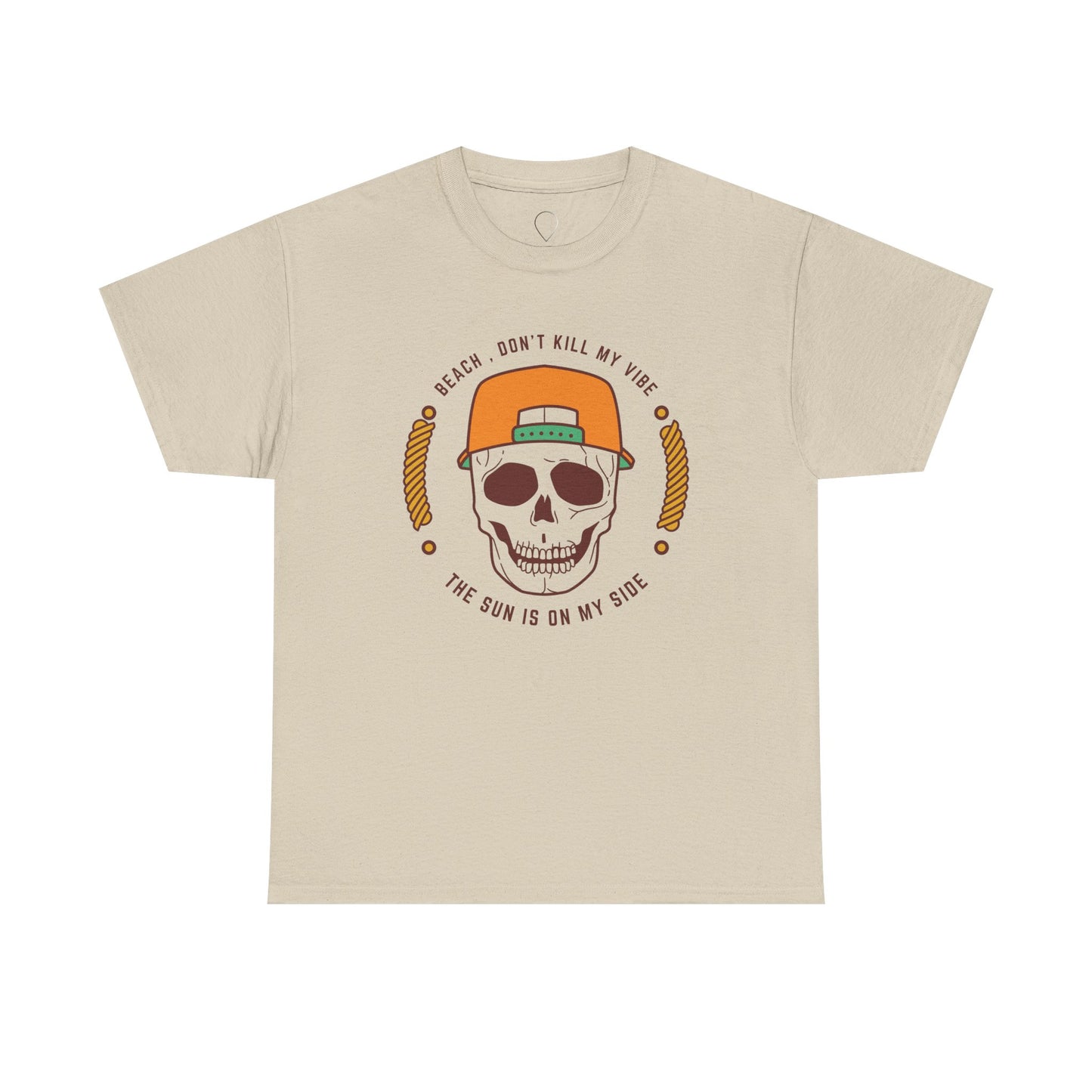 Beach Vibe Unisex Heavy Cotton Tee - "Don't Kill My Vibe" Skull Design