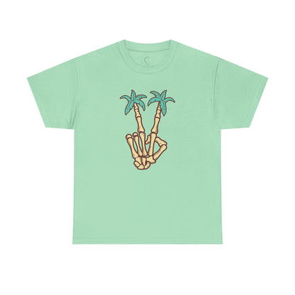 Peaceful Vibes Unisex Heavy Cotton Tee with Palm Trees Design