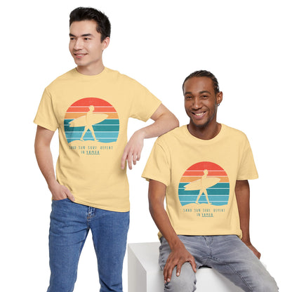 Beach Vibes Unisex Heavy Cotton Tee - 'Sand Sun Surf Repeat' Design