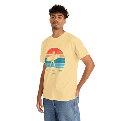 Beach Vibes Unisex Heavy Cotton Tee - 'Sand Sun Surf Repeat' Design