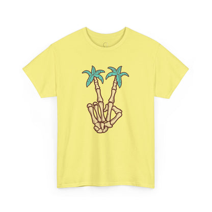 Peaceful Vibes Unisex Heavy Cotton Tee with Palm Trees Design