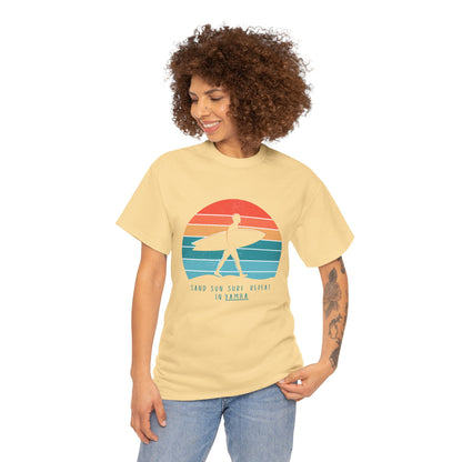 Beach Vibes Unisex Heavy Cotton Tee - 'Sand Sun Surf Repeat' Design