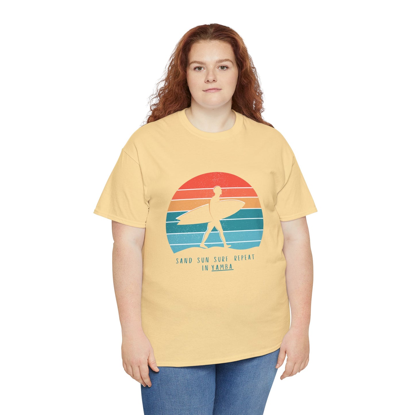 Beach Vibes Unisex Heavy Cotton Tee - 'Sand Sun Surf Repeat' Design