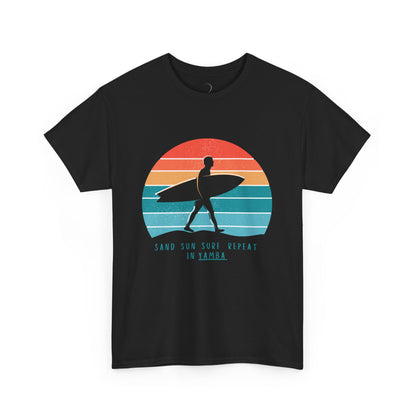 Beach Vibes Unisex Heavy Cotton Tee - 'Sand Sun Surf Repeat' Design