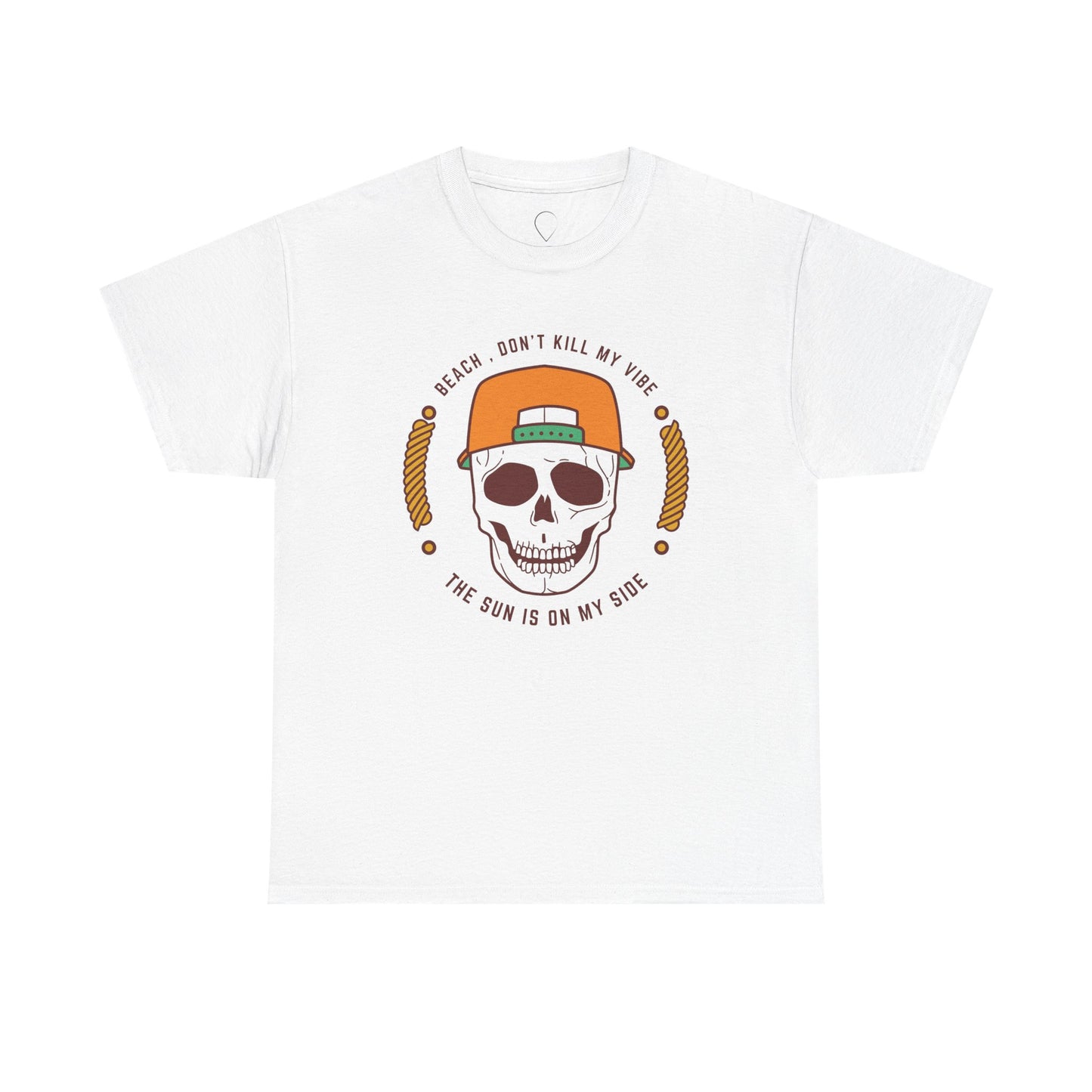 Beach Vibe Unisex Heavy Cotton Tee - "Don't Kill My Vibe" Skull Design