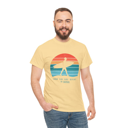 Beach Vibes Unisex Heavy Cotton Tee - 'Sand Sun Surf Repeat' Design