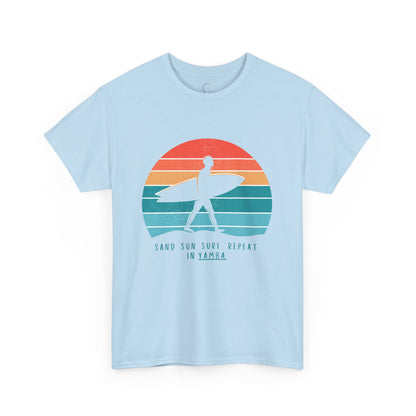 Beach Vibes Unisex Heavy Cotton Tee - 'Sand Sun Surf Repeat' Design