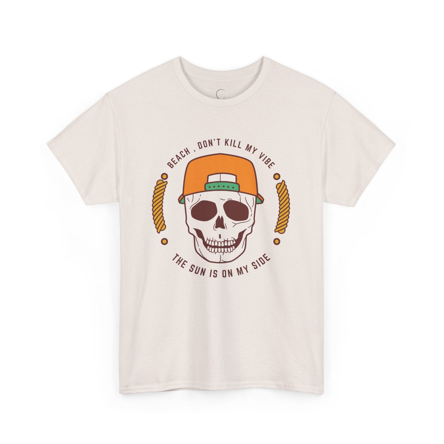 Beach Vibe Unisex Heavy Cotton Tee - "Don't Kill My Vibe" Skull Design