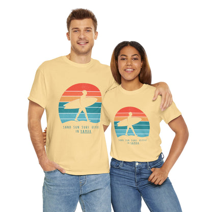 Beach Vibes Unisex Heavy Cotton Tee - 'Sand Sun Surf Repeat' Design