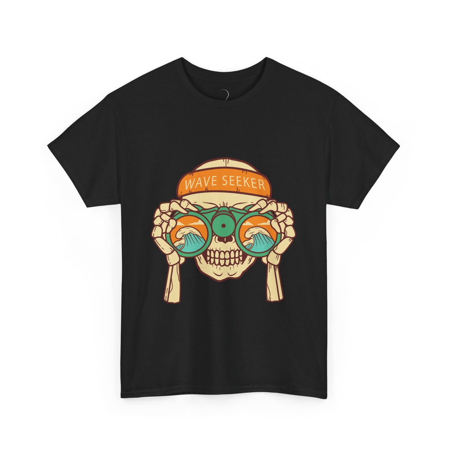 Wave Seeker Unisex Heavy Cotton Tee - Skull Design for Beach Lovers