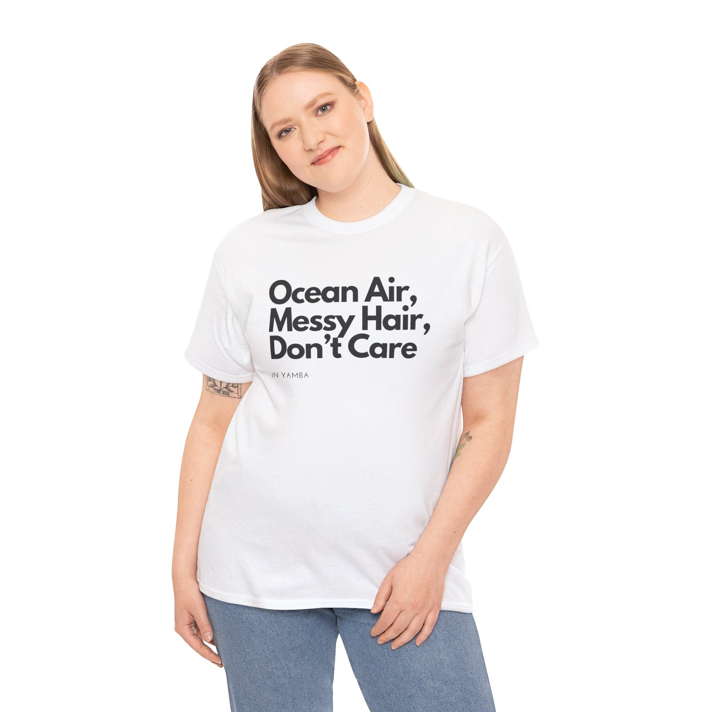 Ocean Air Messy Hair Unisex Heavy Cotton Tee