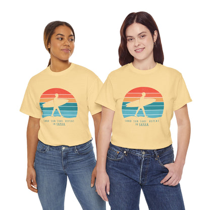 Beach Vibes Unisex Heavy Cotton Tee - 'Sand Sun Surf Repeat' Design