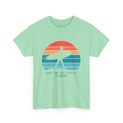 Beach Vibes Unisex Heavy Cotton Tee - 'Sand Sun Surf Repeat' Design