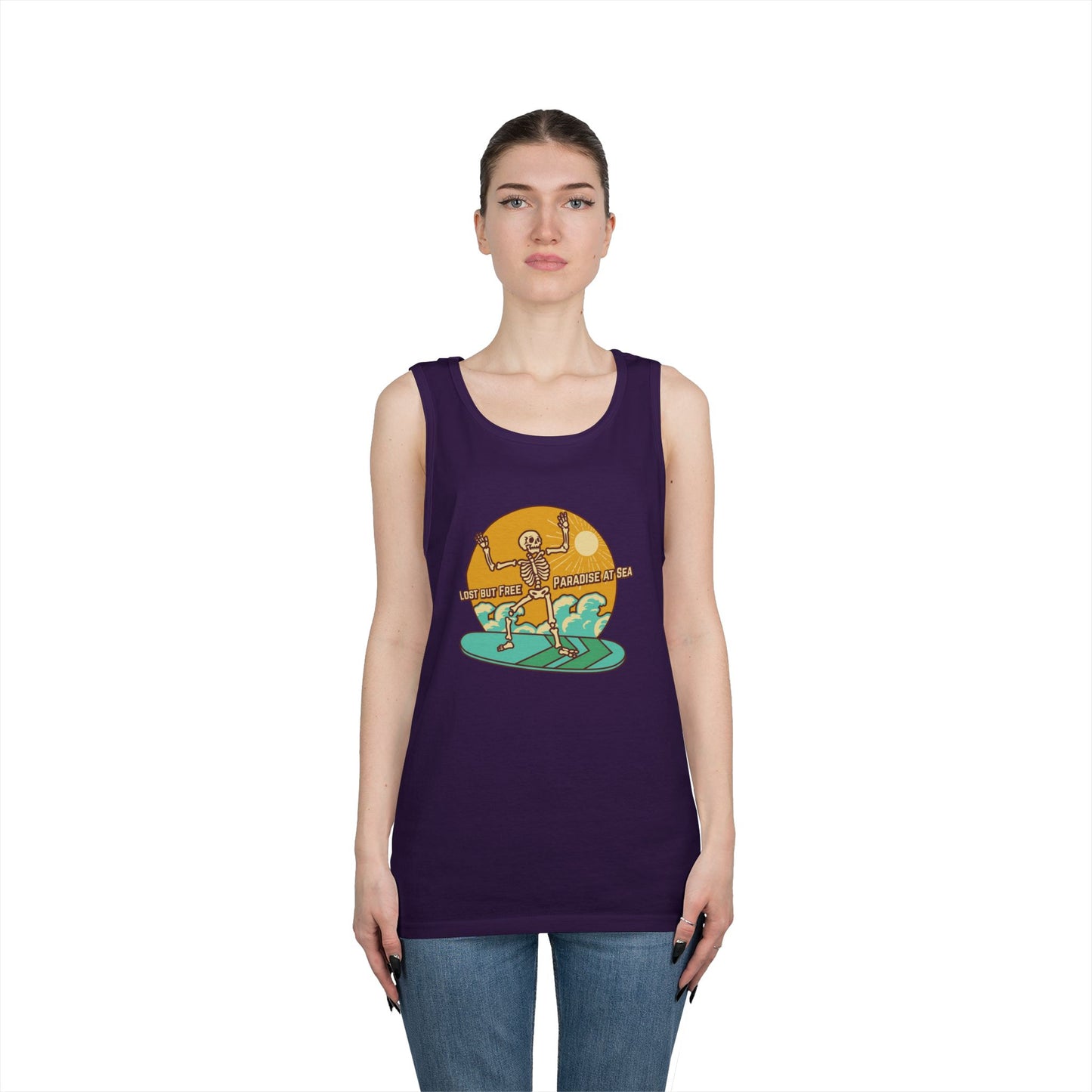 Last But Free Skeleton Paradise Heavy Cotton Tank Top - Unisex Summer Wear