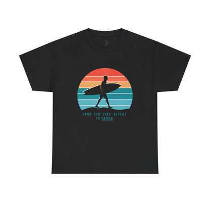 Beach Vibes Unisex Heavy Cotton Tee - 'Sand Sun Surf Repeat' Design