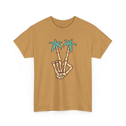 Peaceful Vibes Unisex Heavy Cotton Tee with Palm Trees Design